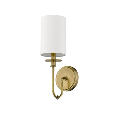 Z-Lite Ella 1 Light Wall Sconce, Rubbed Brass & Beige 809-1S-RB